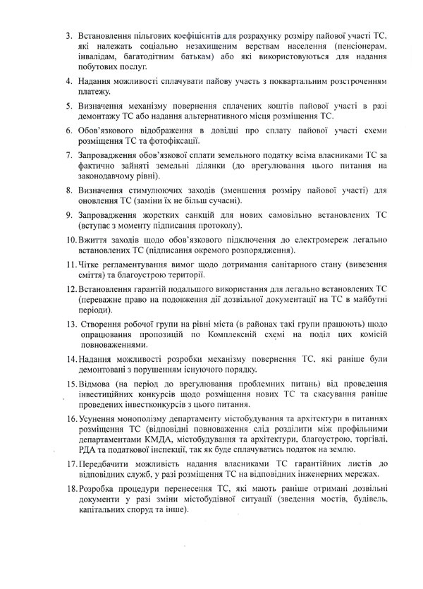  Підприємці ініціюють зміни до діючого законодавства та регуляторних актів з метою врегулювання ситуації навколо столичних тимчасових споруд